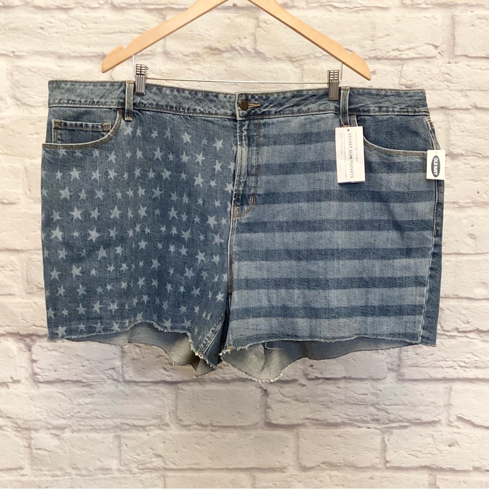 Old Navy 26 Plus NWT Denim Women’s Shorts American Flag 4th Of July High Rise